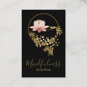 Cartão De Visita Mindfulness Dourado da meditação da ioga do bril