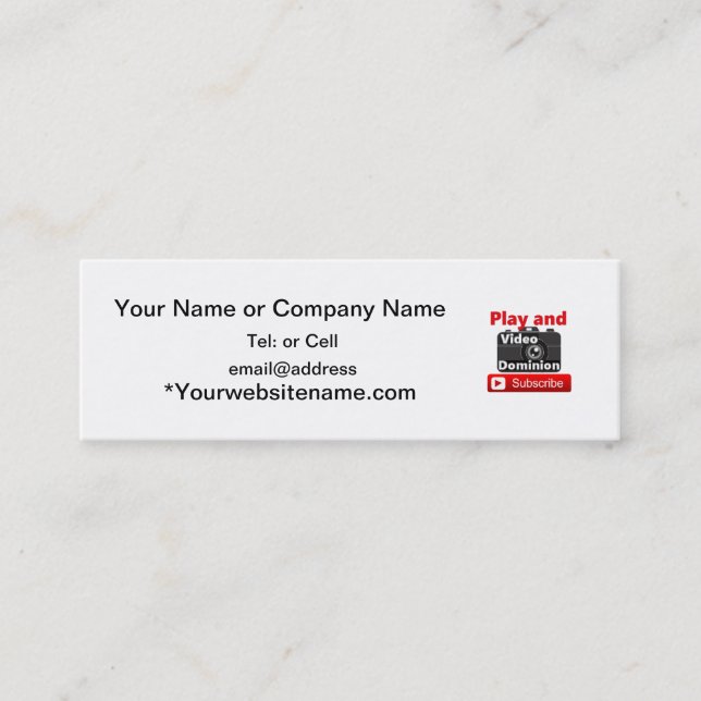 Cartão De Visita Mini A autoridade video YouTube subscreve e joga (Frente)