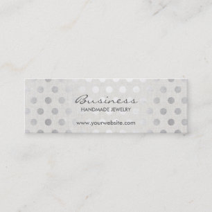 Cartão De Visita Mini A prata moderna pontilha a jóia Handmade de linho