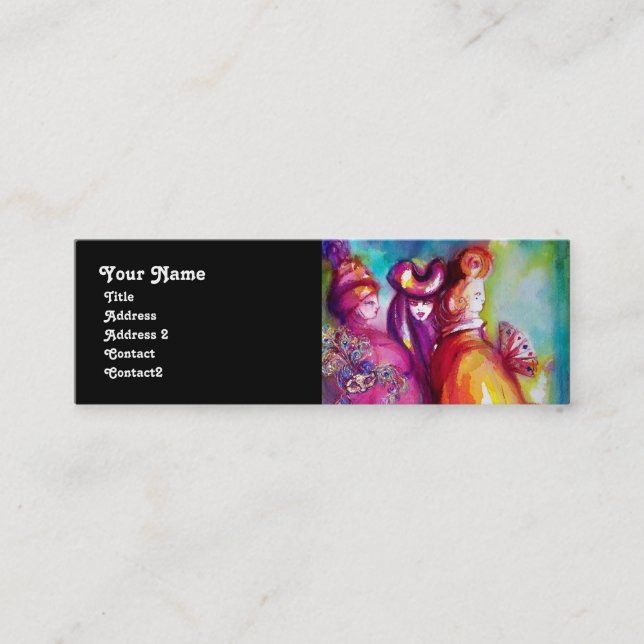 Cartão De Visita Mini A TERCEIRA MÁSCARA / Figurino Designer , Artista d (Frente)