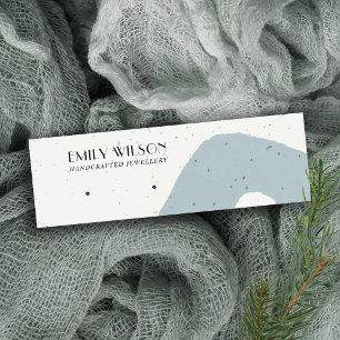 CARTÃO DE VISITA MINI ABSTRATO BLUE CINZA CERAMIC STUD EARRING EXIBIDO