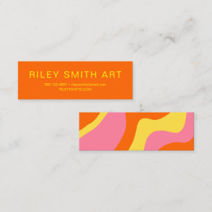 Cartão De Visita Mini Abstrato cor-de-rosa amarela laranja cor-de-laranj