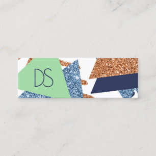 Cartão De Visita Mini abstrato de cores 80s Marinho Dourado Mint Perso