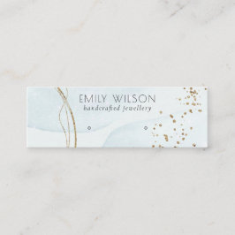 Cartão De Visita Mini Abstrato Glitter Blue Dourado Stud Earring Display