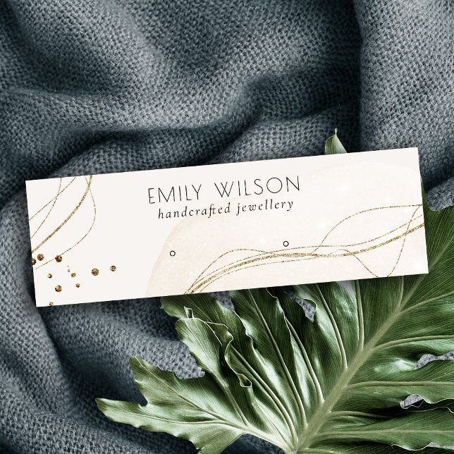 Cartão De Visita Mini Abstrato Glitter Vídeo Dourado de marfim (Criador carregado)