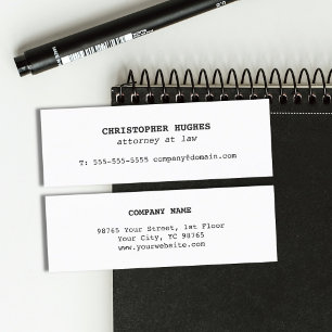 Cartão De Visita Mini Advogado branco elegante simples minimalista na