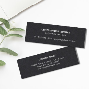 Cartão De Visita Mini Advogado branco preto elegante simples minimalista