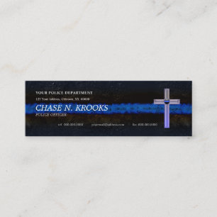 Cartão De Visita Mini Agente da polícia transversal fino de Blue Line