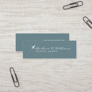 Cartão De Visita Mini Agente Elegante azul Viagem mínimo