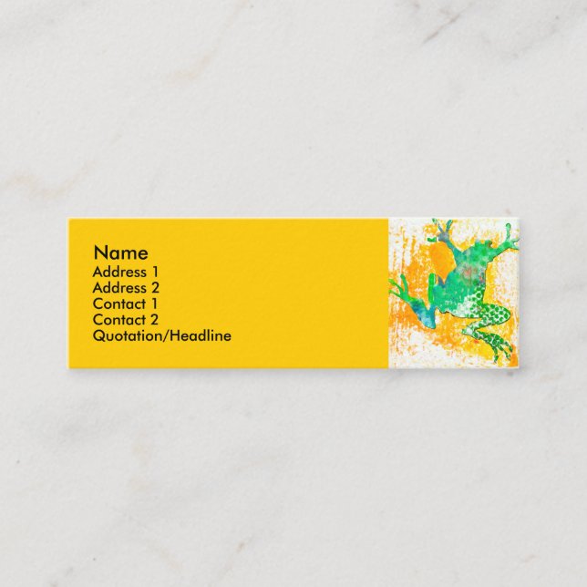 Cartão De Visita Mini Aguarela legal do animal do sapo verde (Frente)