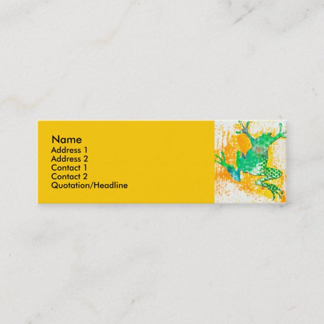 Cartão De Visita Mini Aguarela legal do animal do sapo verde (Frente)