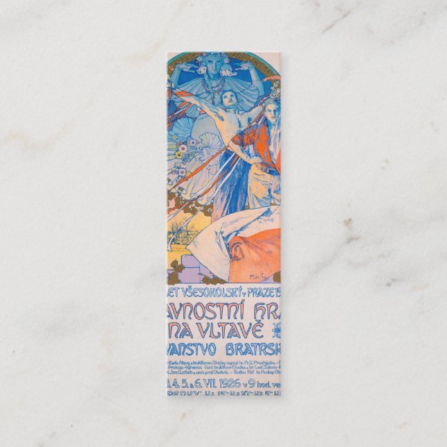 Cartão De Visita Mini Alphonse Mucha para o Festival de Sokol (1926) (Frente)