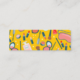 Cartão De Visita Mini Amarelo azul do maquilhador da beleza do vintage