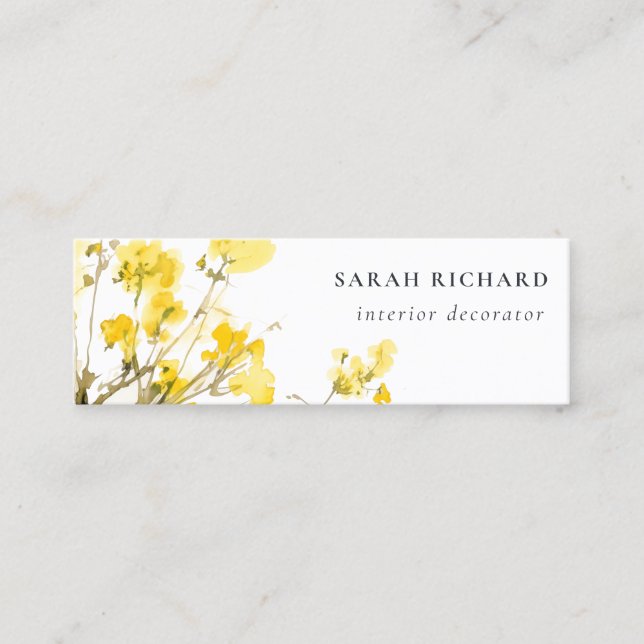 Cartão De Visita Mini Amarelo-Russo Cobra de flor selvagem Boho Floral (Frente)