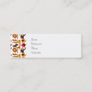 Cartão De Visita Mini Animal Safari Zoo da Aldeia da Selva Bonita e Dive