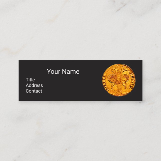Cartão De Visita Mini ANTIGO DOURADO FLORENTINE FORINT Black Paper (Frente)