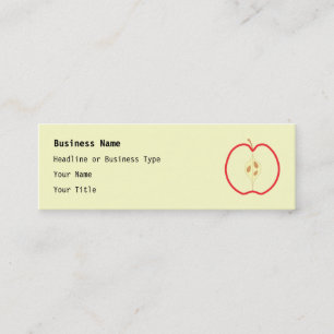 Cartão De Visita Mini Apple vermelho meio, no fundo de creme