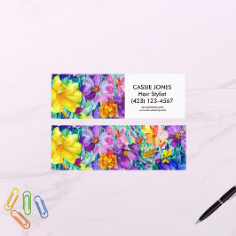 Cartão De Visita Mini Arte Colorida Aquarela Floral