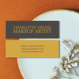 Cartão De Visita Mini Artista de Dourada Textura Simples Cinza de Maquia