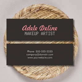 Cartão De Visita Mini Artista de Maquiagem de Rosa de Cinza Chic Minimal