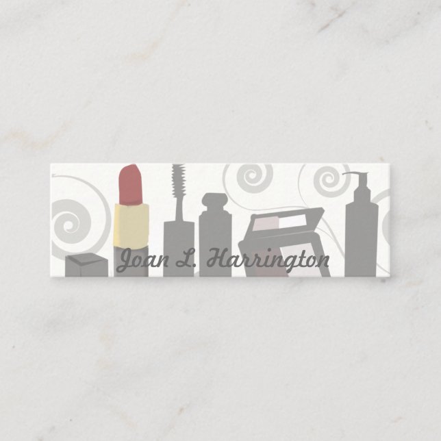 Cartão De Visita Mini Artista Maquiista Moderna Rocha Feminina Cosmetólo (Frente)