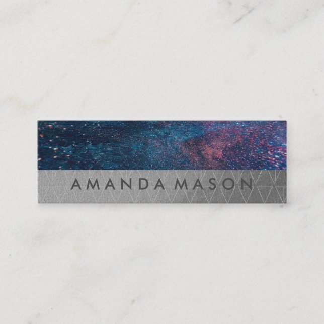 Cartão De Visita Mini Artística | Padrão de triângulo de Lux modesto (Frente)