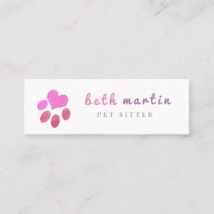 Cartão De Visita Mini Atirador De Pet De Coração De Pata Rosa Pawsitivam
