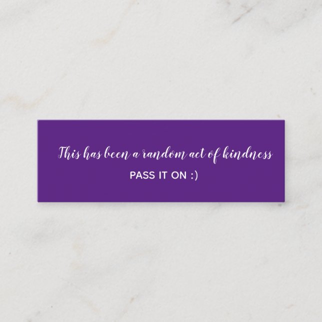 Cartão De Visita Mini Ato Aleatório de Bondade Mínimo Branco Roxo (Frente)