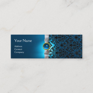 Cartão De Visita Mini Azul branco da fita da gema do MONOGRAMA do