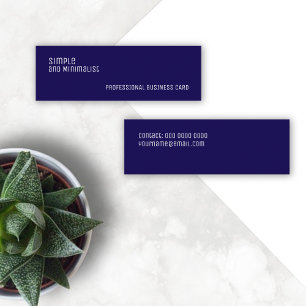 Cartão De Visita Mini azul escuro mínimo