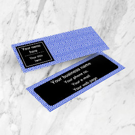 Cartão De Visita Mini Azul-padrão dos quadrados-chave gregos