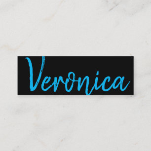 Cartão De Visita Mini Azul-Script Grande   Série Manuscrito