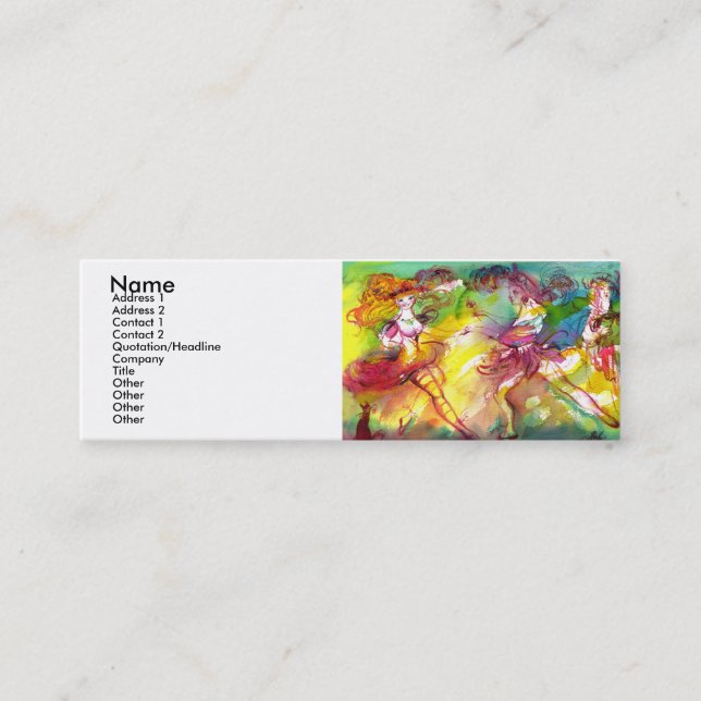 Cartão De Visita Mini BALÉ CARNIVAL / Mascarada veneziana,dança,música (Frente)