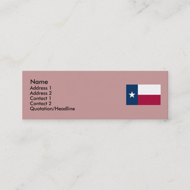 Cartão De Visita Mini Bandeira do estado de Texas (Frente)
