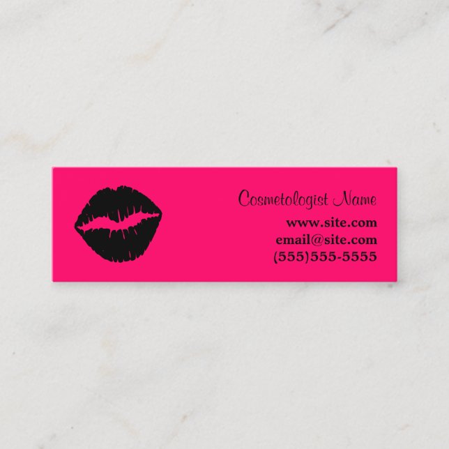Cartão De Visita Mini Batom Rosa e Preto (Frente)