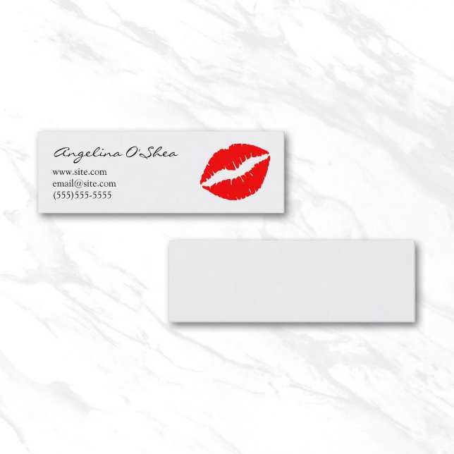 Cartão De Visita Mini Batom Vermelho (Red Lipstick Skinny Business Card)