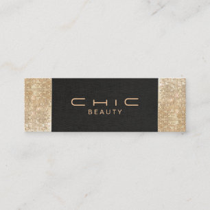 Cartão De Visita Mini Bela Dourada Sequência Chic Black Linen