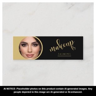 Cartão De Visita Mini Beleza Ouro Preto MUA Profissional Foto Qr