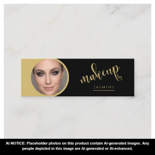 Cartão De Visita Mini Beleza Ouro Preto MUA Profissional Foto Qr