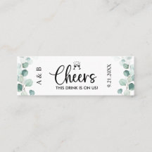 Bilhete de Bebida de Casamento com Verde