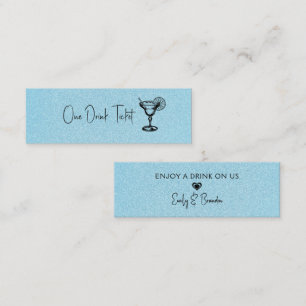 Cartão De Visita Mini Bilhete de Bebida, Textura Brilhante Azul Claro