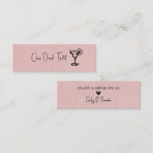Cartão De Visita Mini Bilhete de Bebida, Textura Brilhante Rosa