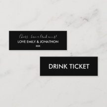 Bilhete de Bebidas Pretas Brancas Simples Recepçõe