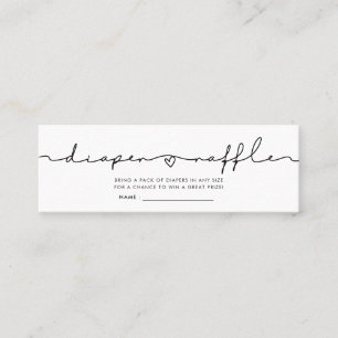 Cartão De Visita Mini Bilhete de fralda branca e branca