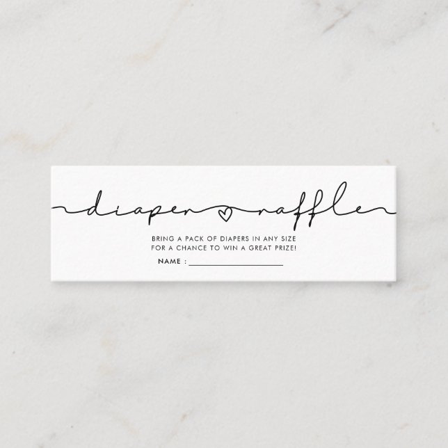 Cartão De Visita Mini Bilhete de fralda branca e branca (Frente)