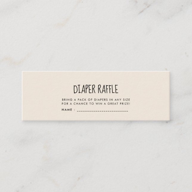 Cartão De Visita Mini Bilhete de rifa de fralda moderna e cômoda (Frente)