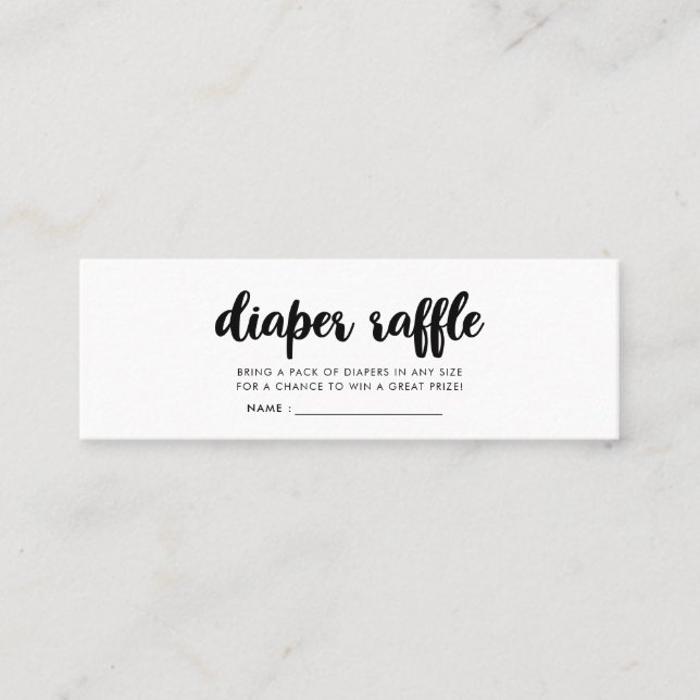Cartão De Visita Mini Bilhete de rifa para fralda moderna (Frente)