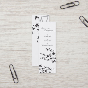 Cartão De Visita Mini Black Sakura Cherry Blossoms Flores Orientais Zen