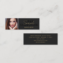 Cartão De Visita Mini Black Stylish Makeup Artist Beauty Salon Photo