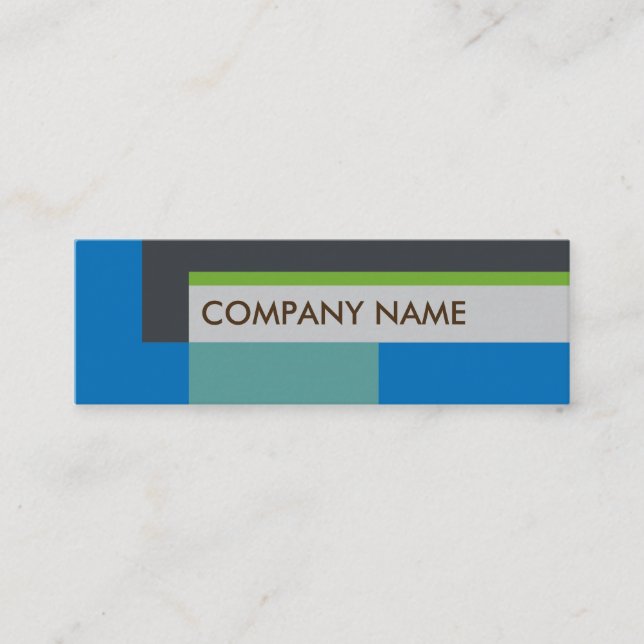 Cartão De Visita Mini Bloquear Design Mini BC, Cinza Azul (Frente)